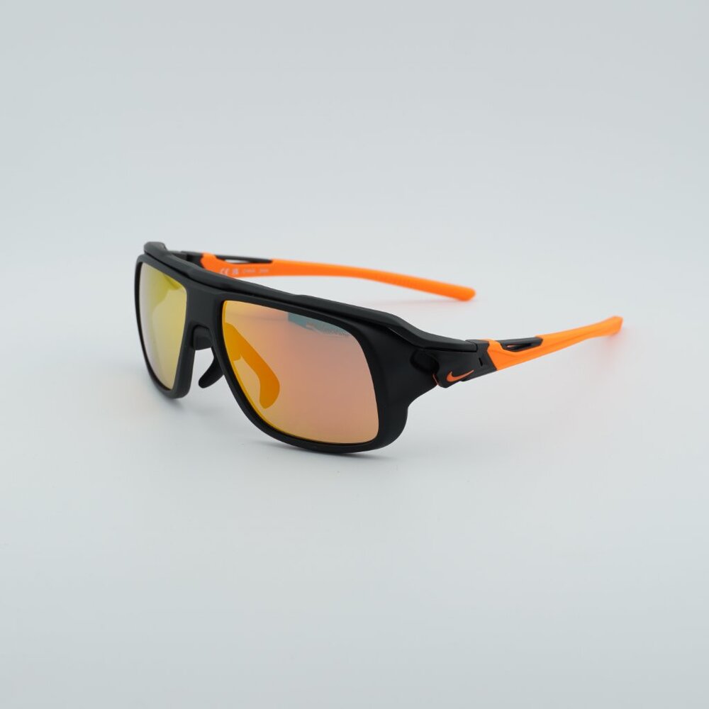 NIKE FLYFREE SOAR 24 008 Sunglasses Black Square Frame, Orange Lenses